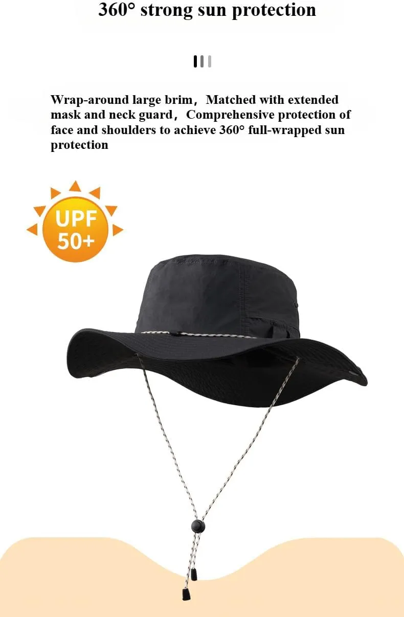 Women's Wide-Brimmed Fisherman's hat, Men's Breathable, Sun-Proof, Sun-Shade, Mountaineering, Quick-Drying