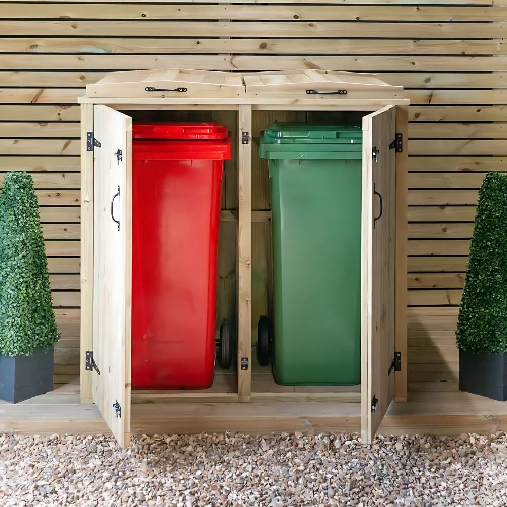 Wooden Wheelie Bin Storage Double