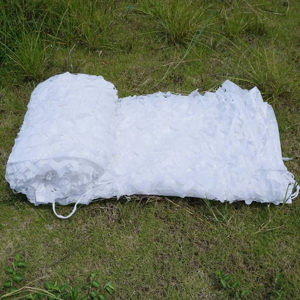 Woodland Jungle Camouflage Netting Sunscreen Nets Camo Net UV Resistant Shade Army Mesh Nets for Camping Military Hunting Shooting Blind Hide Children Party Decoration - White