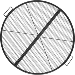 X-Marks Fire Pit Cooking Grill Grate with Support X Wire - Heavy Duty Folding Round Campfire Grill Grid - Portable Camping Cookware for Outside Party Gathering - 30 inch
