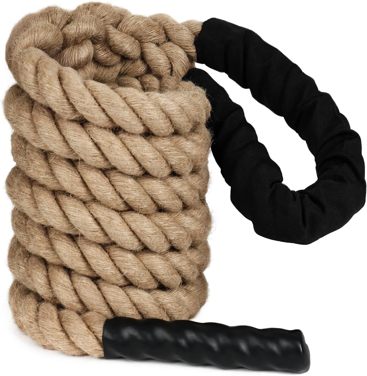 X XBEN Climbing Rope for Gym, Fitness, Strength Training, Heavy Jute Rope for Tree Swing Obstacle Course Backyard, Exercise Workout Pulling Jute Rope for Adults,10FT 20FT 30FT 50FT 1.5 Inch