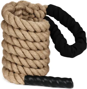 X XBEN Climbing Rope for Gym, Fitness, Strength Training, Heavy Jute Rope for Tree Swing Obstacle Course Backyard, Exercise Workout Pulling Jute Rope for Adults,10FT 20FT 30FT 50FT 1.5 Inch