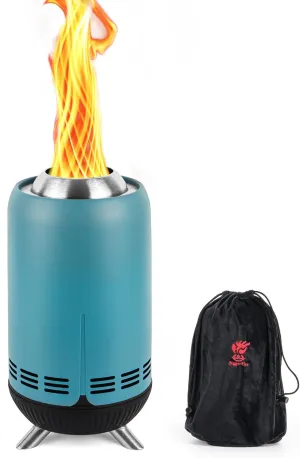 XL Tabletop Fire Pit | 12" Outdoor Blue Fire Pit | Stainless Steel Secondary Combustion Camping Stove Low Smoke Fueled by Pellets with Travel Bag for Camping Patio Bonfire,30.6x16.3cm