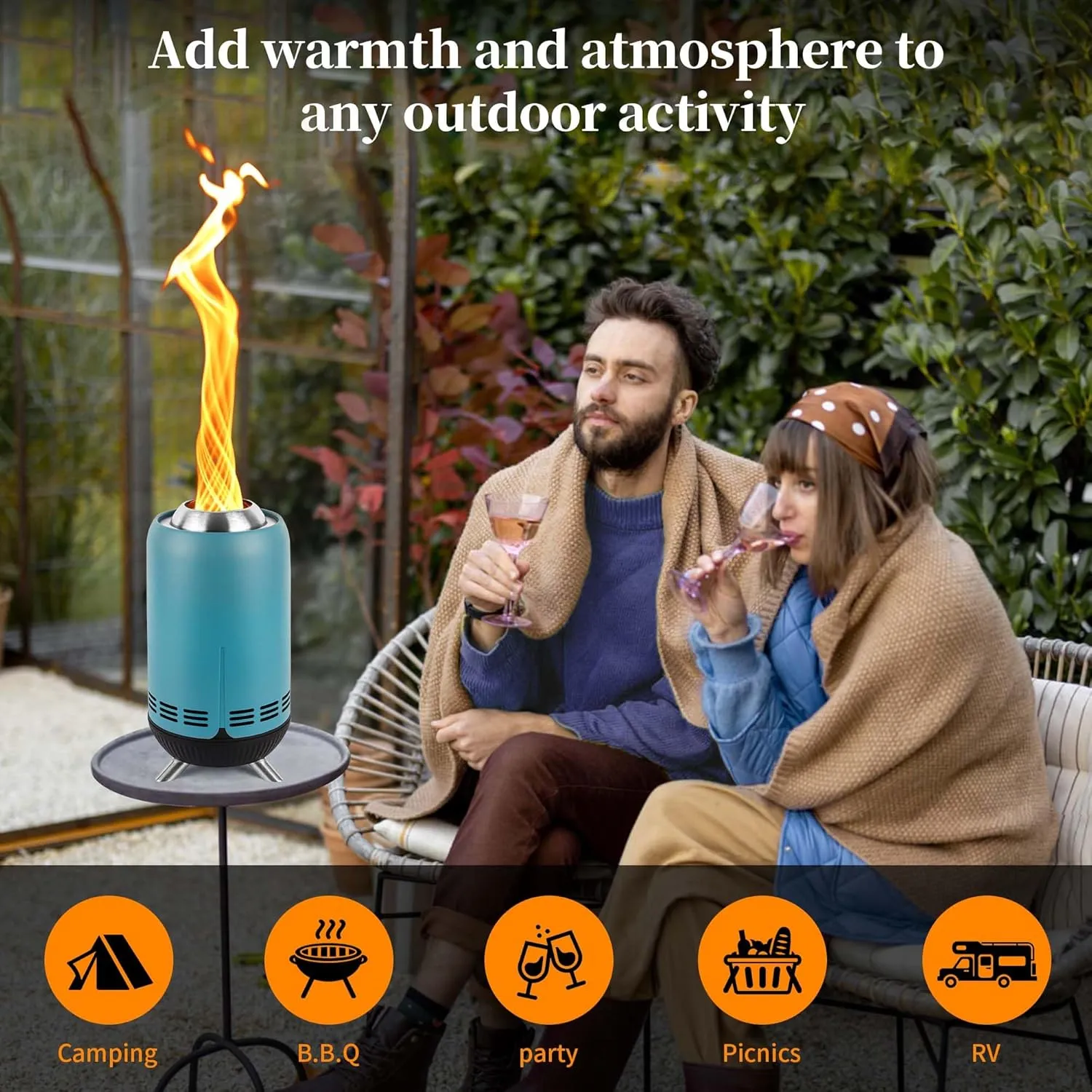 XL Tabletop Fire Pit | 12" Outdoor Blue Fire Pit | Stainless Steel Secondary Combustion Camping Stove Low Smoke Fueled by Pellets with Travel Bag for Camping Patio Bonfire,30.6x16.3cm