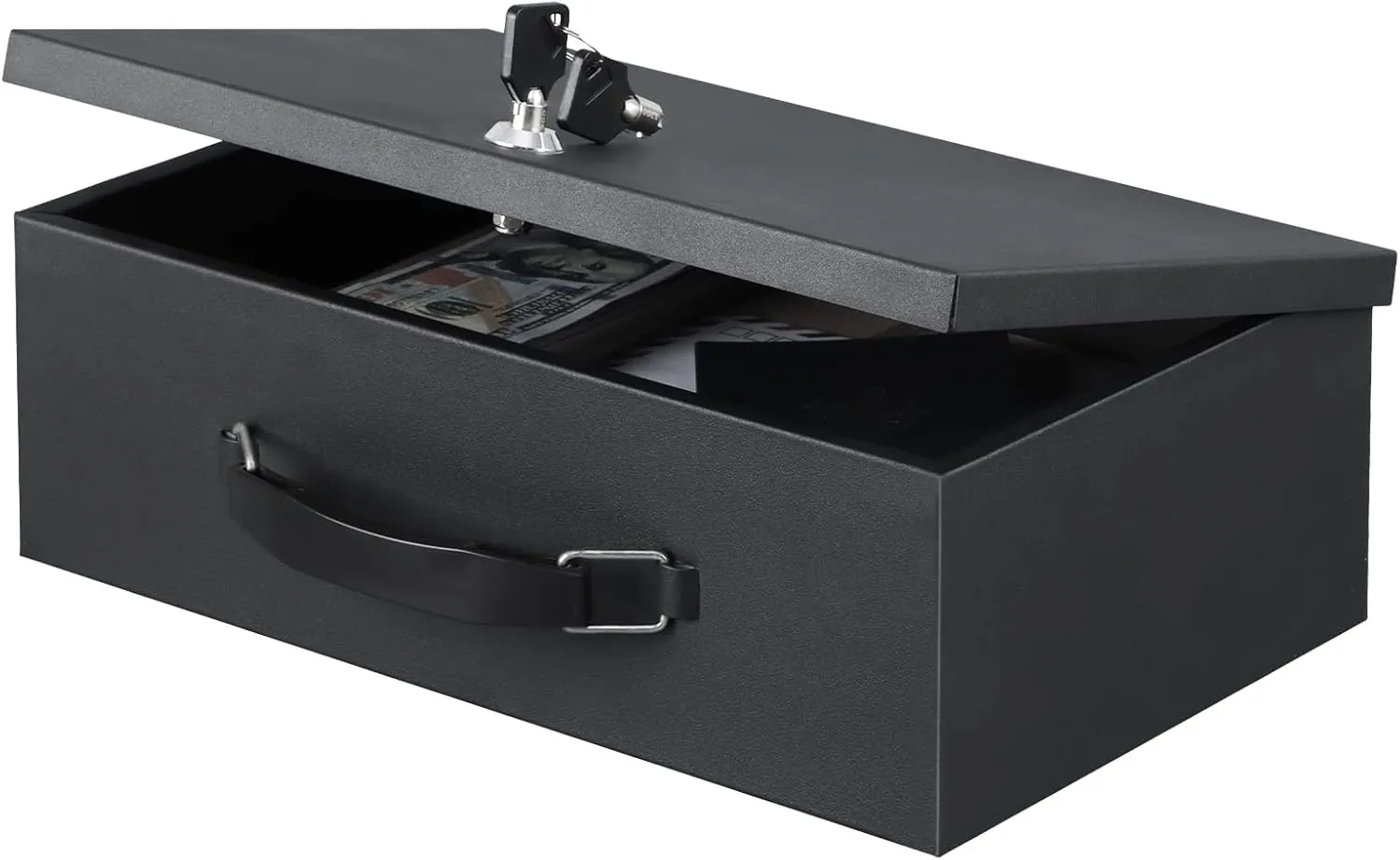 xydled Fire Resistant Safe Fire Safe Box with Key Lock for Home Office Security Storage for Valuables Documents,12.6 x 8.4 x 4 Inch,Black