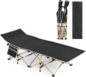 Yaheetech Folding Camping Cot, Portable Military Canvas Sleeping Bed, Outdoor Comfortable Lightweight Bed with Carry Bag for Hiking, Backpack Travel, Home & Office