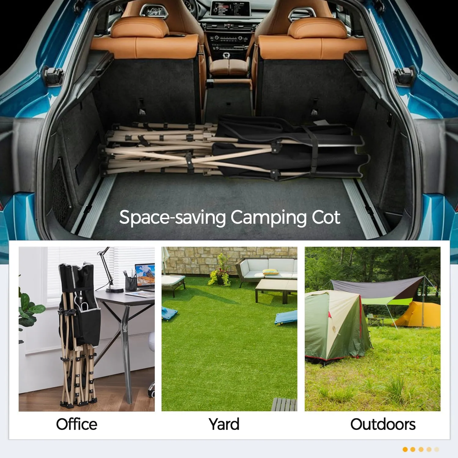 Yaheetech Folding Camping Cot, Portable Military Canvas Sleeping Bed, Outdoor Comfortable Lightweight Bed with Carry Bag for Hiking, Backpack Travel, Home & Office