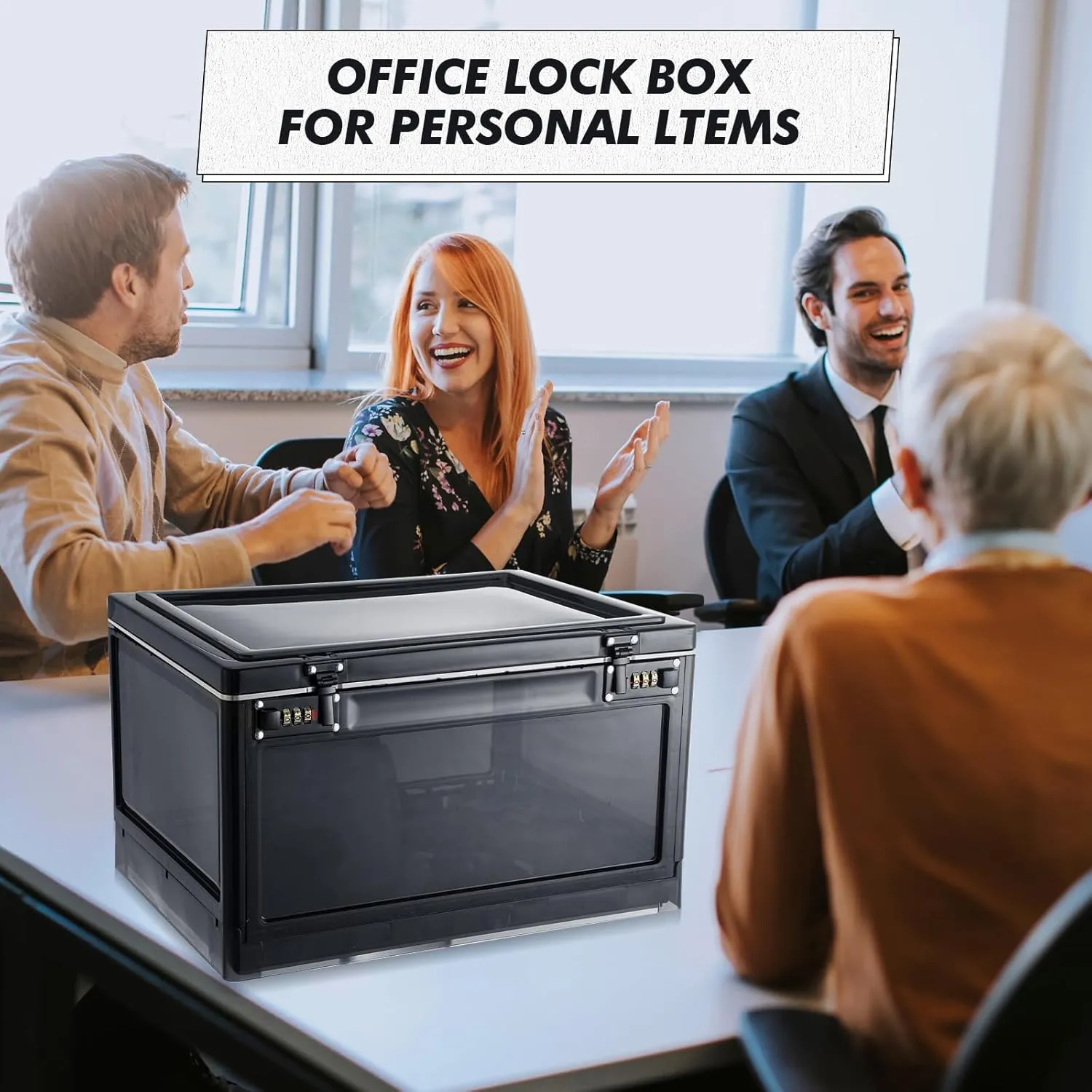 Yalikop 1 Pcs Large Lock Box Lockable Storage Box for Personal Item Medicine Combination Lock Lockable Storage Container for Office Locker School Snacks Phone Jail Home (Black and White)