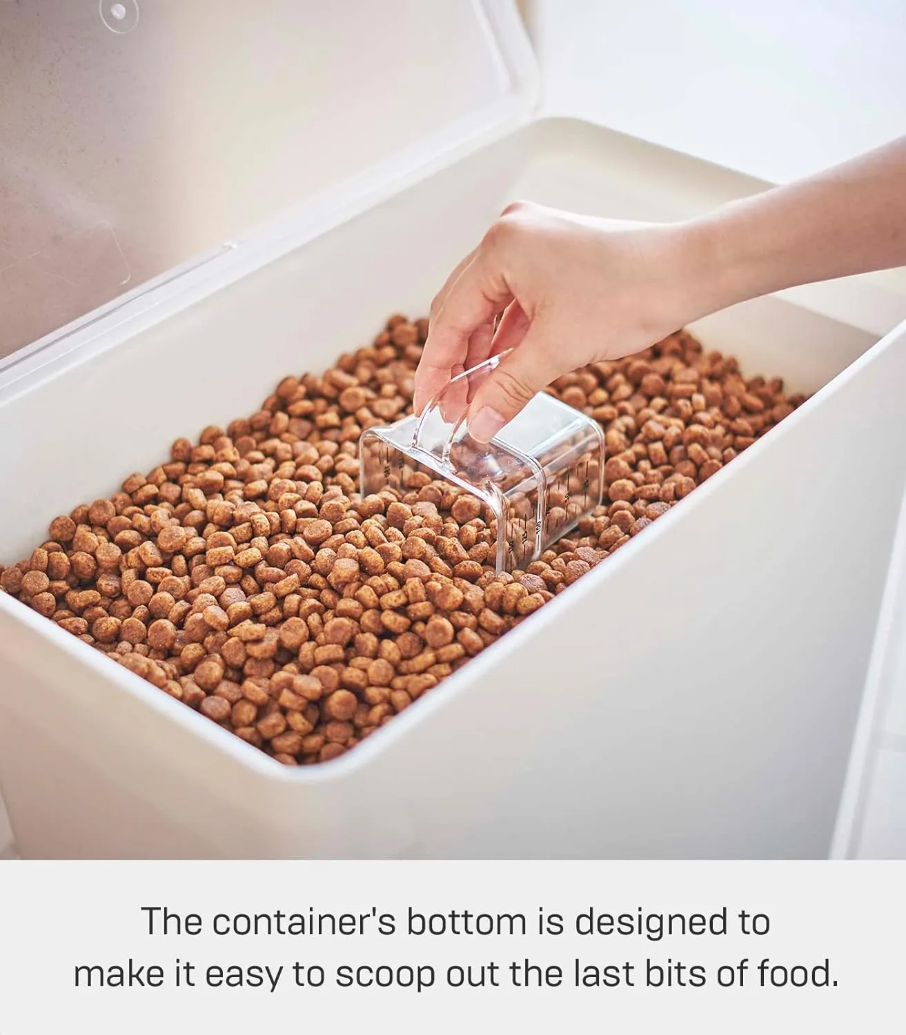 Yamazaki Home Airtight Pet Food Storage Container - Cat And Dog Food Holder Bin With Transparent Lid, Extra Large, 6.6 gallons, 25 liters, Wheels, No Assembly Req.