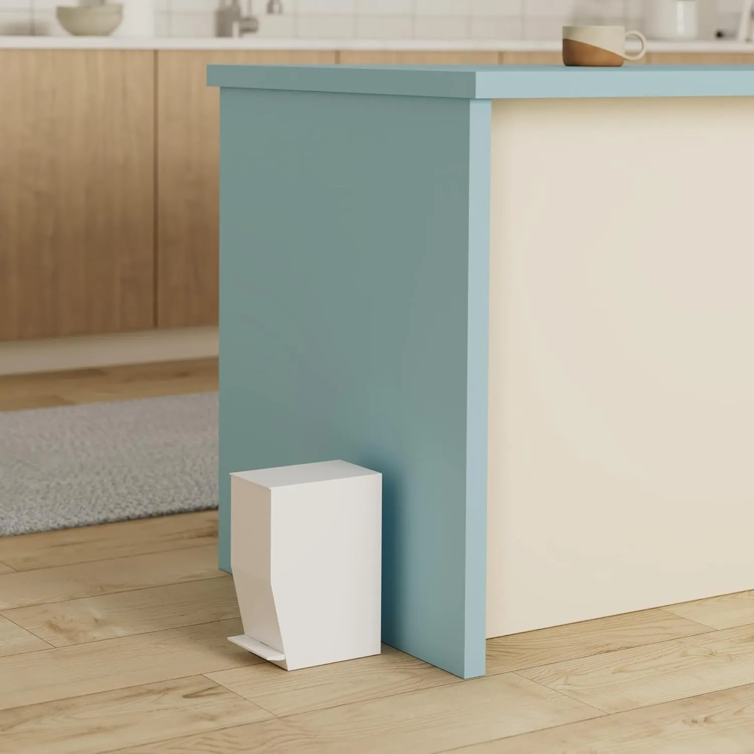 Yamazaki Home Sanitary Step Trash Can - Small Space Waste Bin for Bathroom Kitchen ABS Plastic One Size White