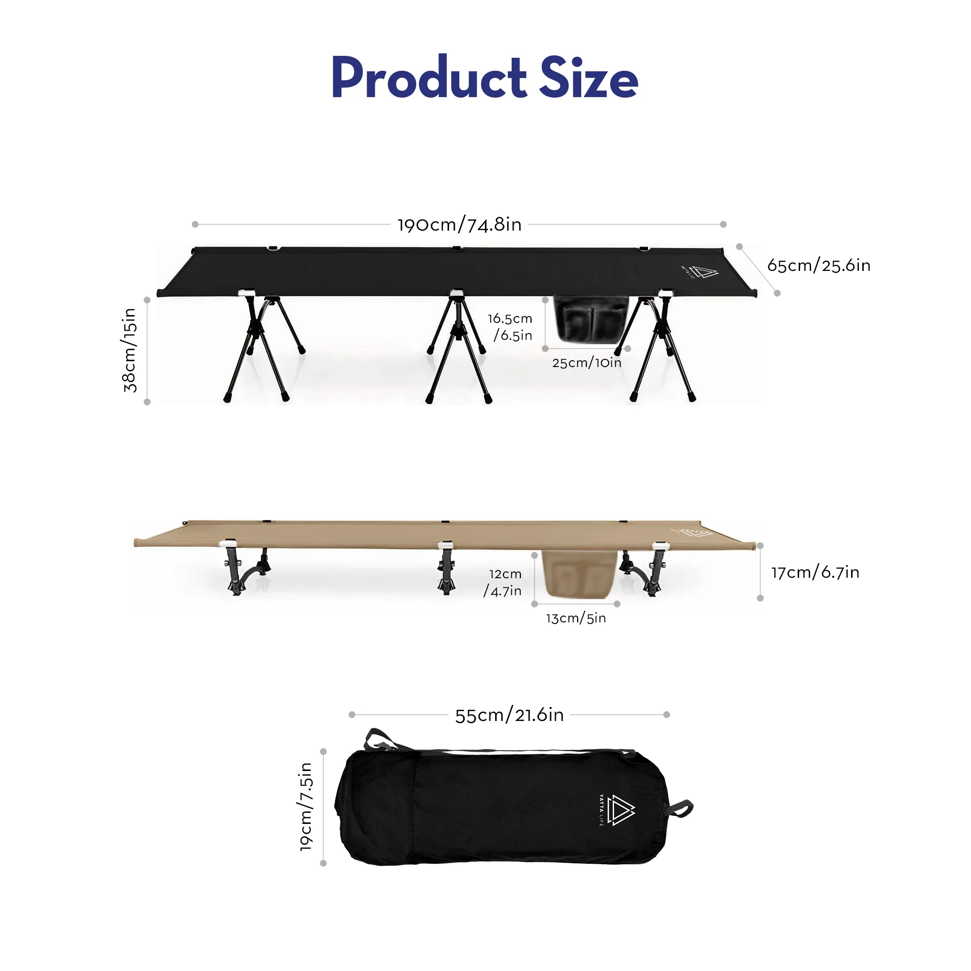 Yatta The Adventure Portable Camping Cot, Khaki