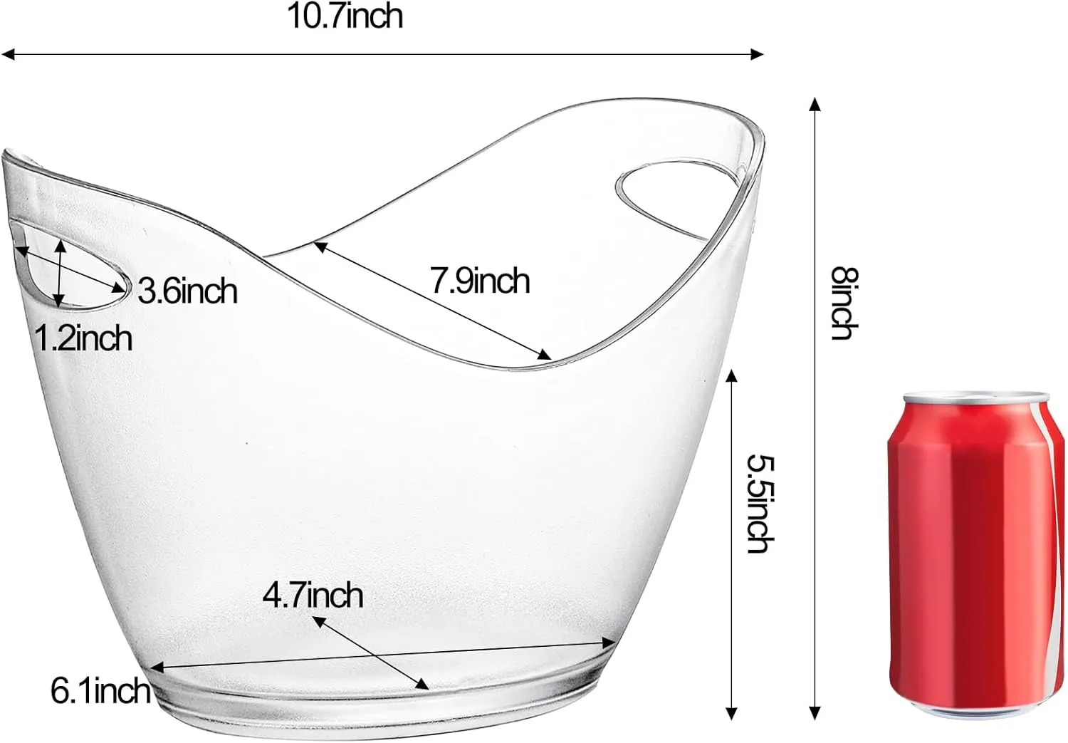 Yesland Ice Bucket, Clear Acrylic 3.5 Liter Storage Tub, Beer Bucket Beverage Chiller Bin for 2 Wine, Champagne Bottles, Beer Bottles