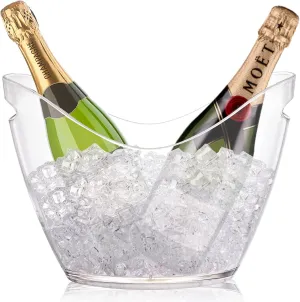 Yesland Ice Bucket, Clear Acrylic 3.5 Liter Storage Tub, Beer Bucket Beverage Chiller Bin for 2 Wine, Champagne Bottles, Beer Bottles