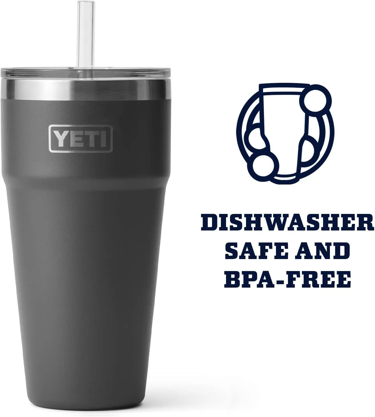YETI Rambler 26 oz Straw Cup, Vacuum Insulated, Stainless Steel with Straw Lid