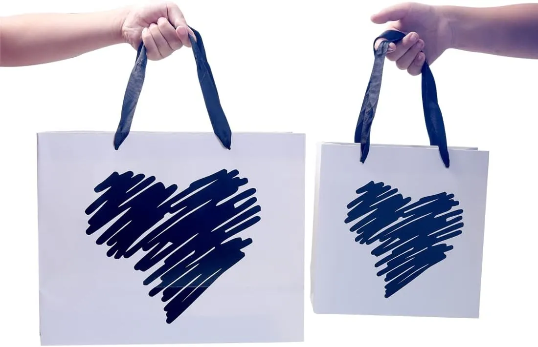ysmile 3 Pack Gift Bag with Wrapping Tissue for Women Men Girl Birthday Anniversary Large Medium Small 15.7" 12.6" and 7.8" - White Heart