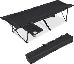 YSSOA Folding Camping Cot with Storage Bag for Adults, Portable and Lightweight Sleeping Bed for Outdoor Traveling, Hiking, Easy to Set up (Color: Black), 1 Pack