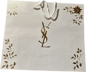 Yves Saint Laurent YSL White Gold Paper Gift Bag (LARGE 13L X 11.5H x 5W inches)