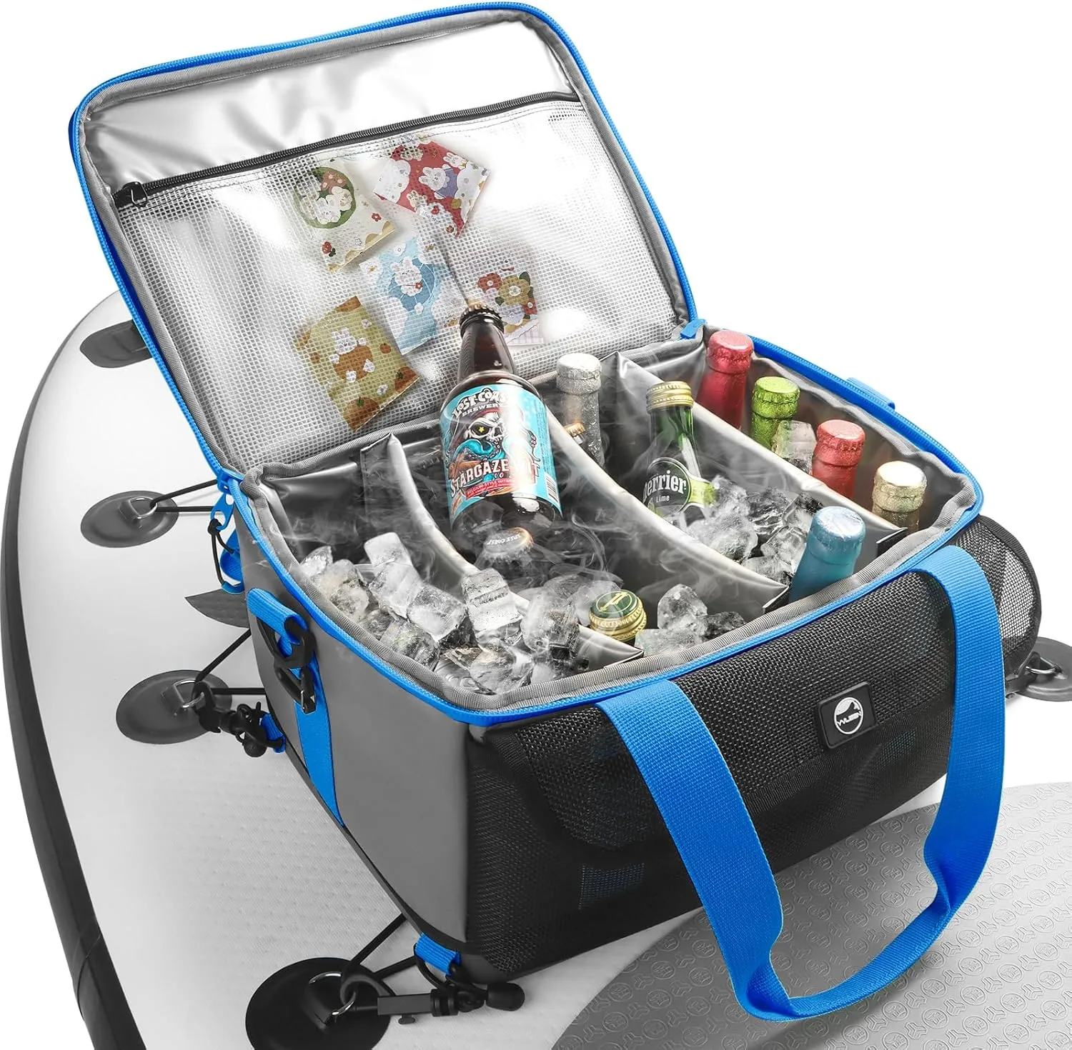 YVLEEN Paddle Board Cooler, Upgraded Waterproof Hard Bottom, SUP Cooler Durable PVC Material Paddle Board Deck Bag with Mesh Front Pocket, Super Capacity for paddleboards and Kayaking Accessories
