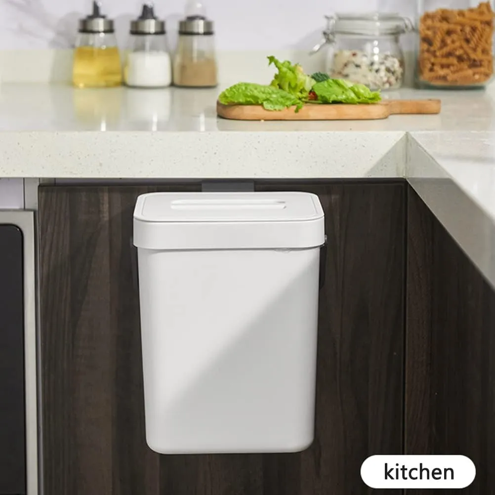 Zerodis Countertop Trash Bin, Household Garbage Bin Container with Handle Flip Top Open Trash Can Countertop Bin 3L Large Space Rounded Corners for Office Bedroom Bathroom (03)