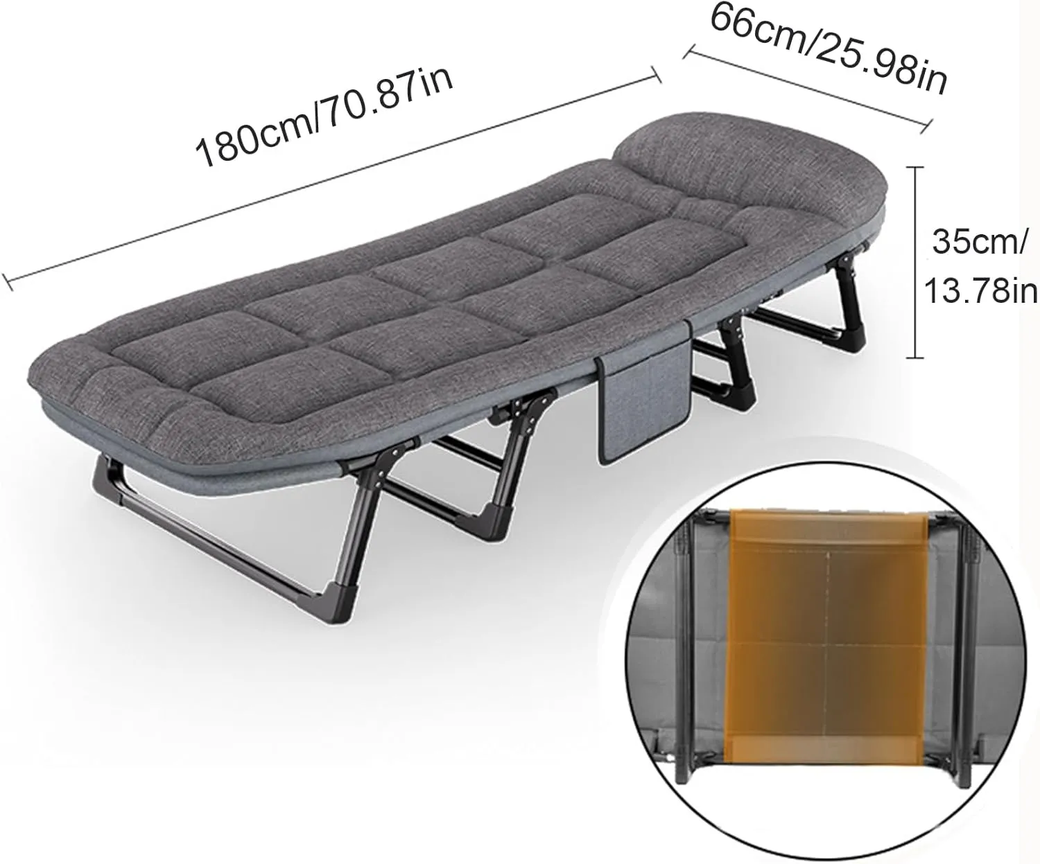 ZTGL A,180x66cm, Outdoor Folding Cot, Folding Camping Cot for Adults, Oversized Sleeping Cot with Mattress, Portable Sleeping Bed for Camp Office Use, Sunbathing Lounge Chairs