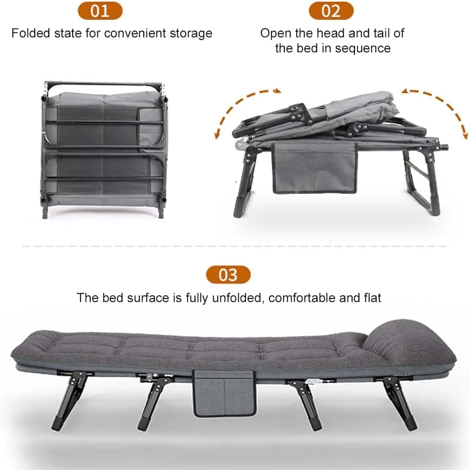 ZTGL A,180x66cm, Outdoor Folding Cot, Folding Camping Cot for Adults, Oversized Sleeping Cot with Mattress, Portable Sleeping Bed for Camp Office Use, Sunbathing Lounge Chairs